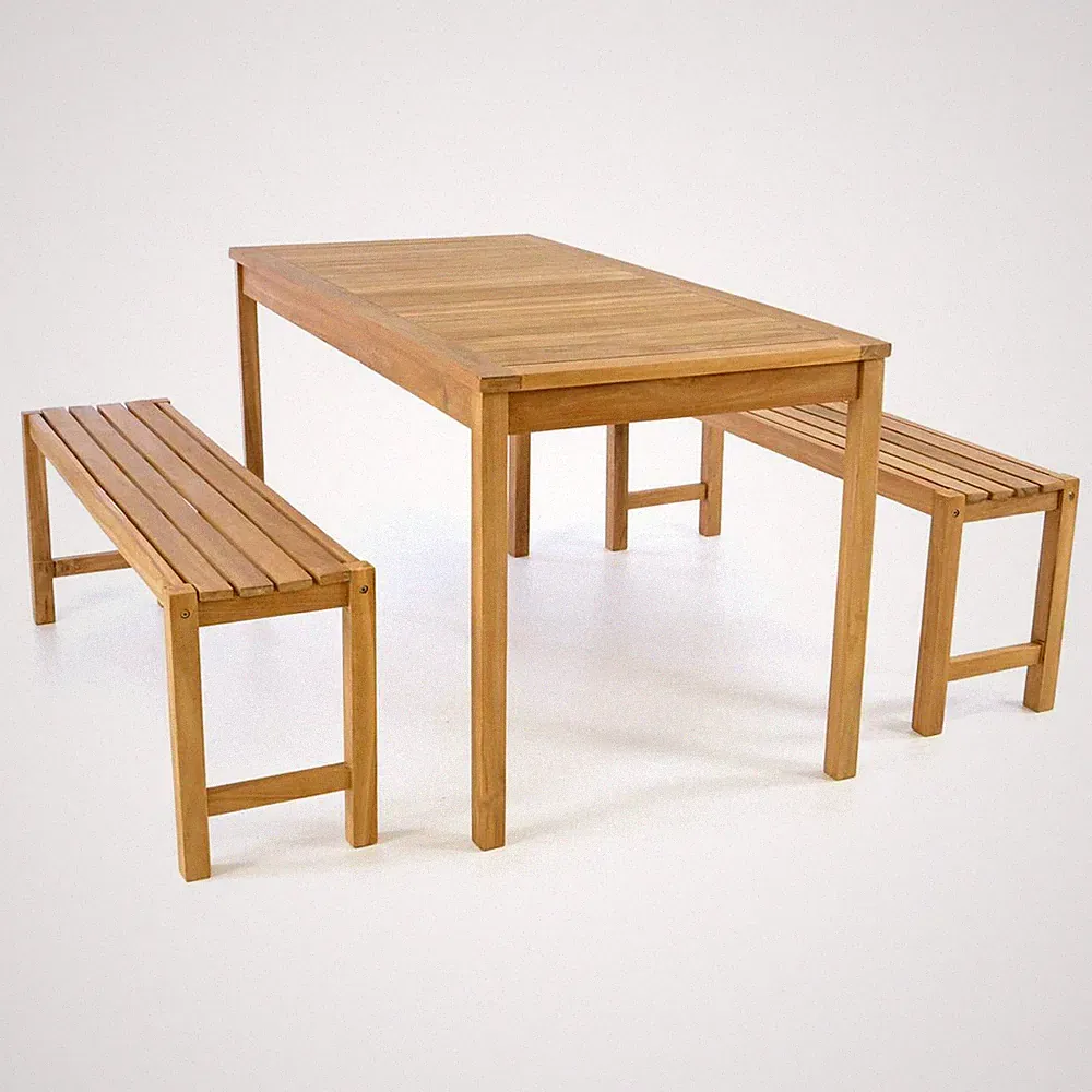 DIVERO Gartenmöbelset Picknickset Sitzgruppe Teakholz Bank Tisch behandelt 135cm