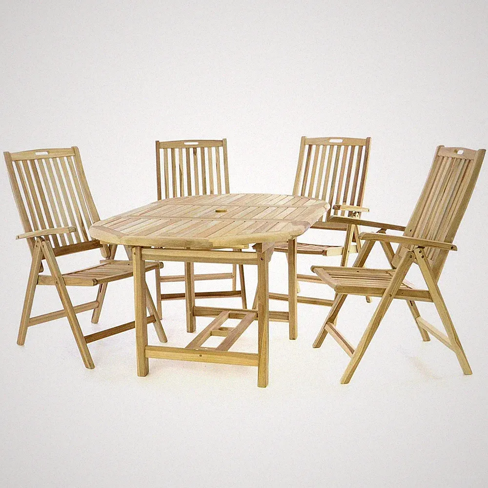 DIVERO Gartenmöbelset Sitzgruppe Teakholz natur Tisch ausziehbar 120/170 cm
