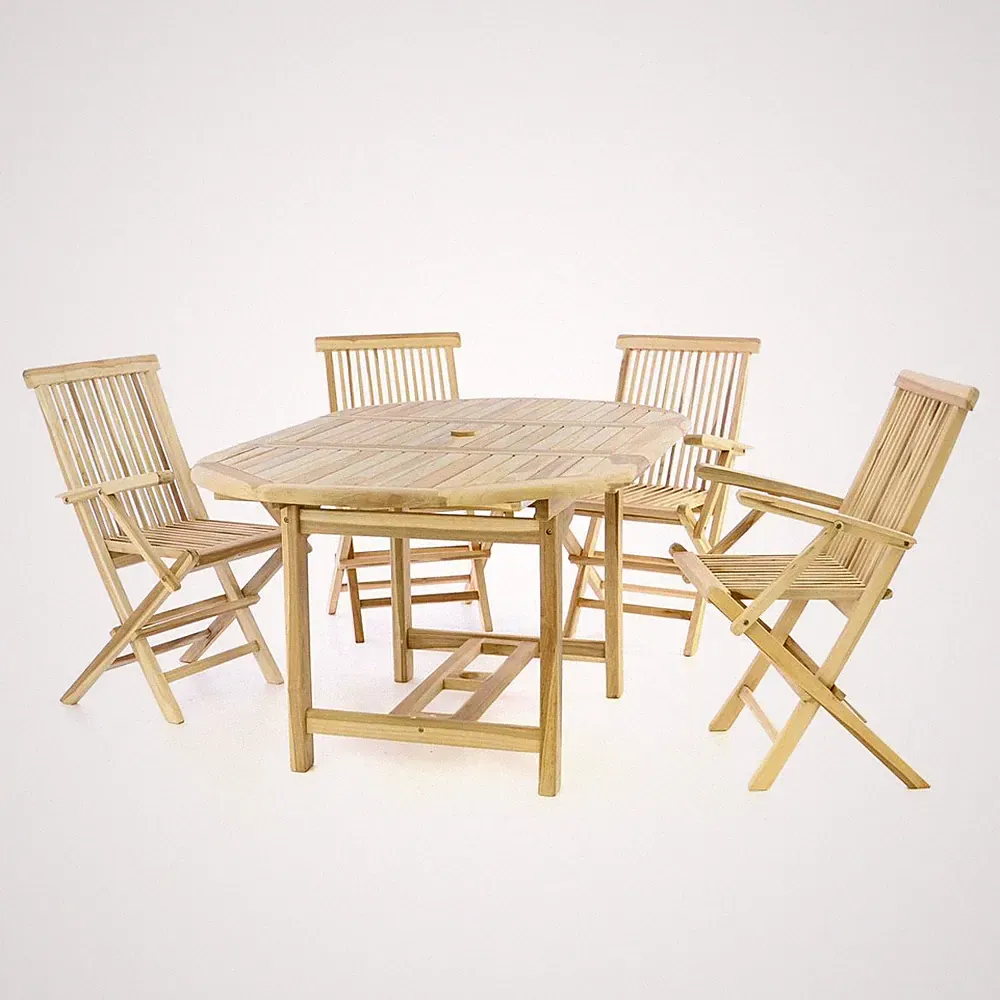 DIVERO Gartenmöbelset Sitzgruppe Teakholz natur Tisch ausziehbar 120/170cm