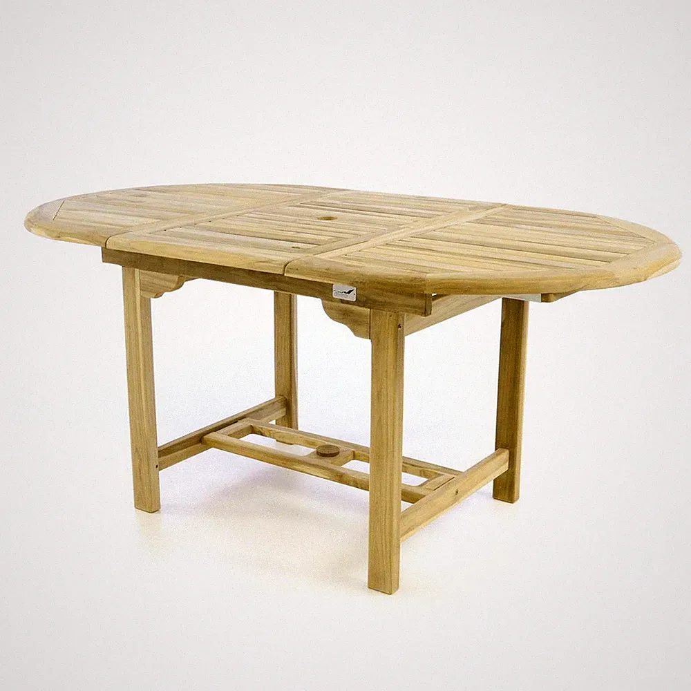 DIVERO Gartentisch Balkontisch Tisch Esstisch Teakholz ausziehbar 120/170cm oval
