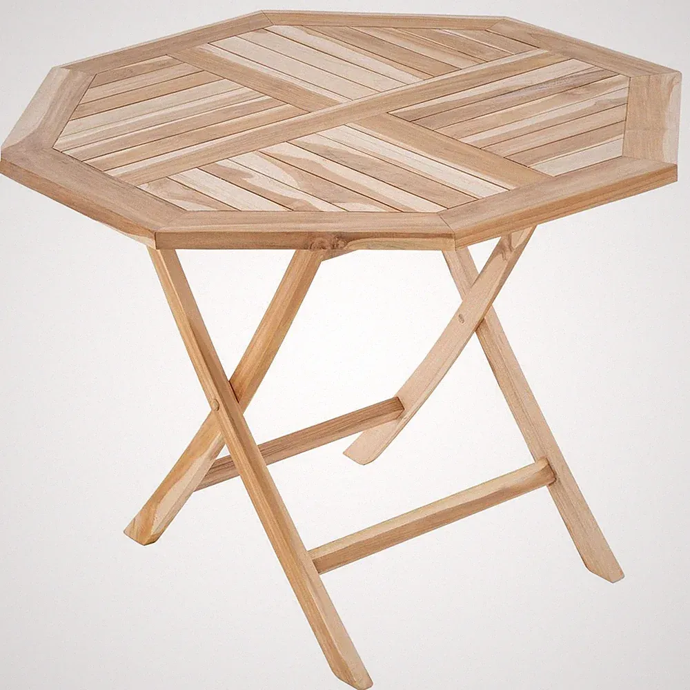 DIVERO Gartentisch "MARBELLA" Ø90 cm Balkontisch Holz Teak klappbar unbehandelt