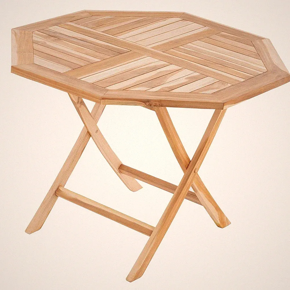 DIVERO Holztisch "ALMERIA" Gartentisch Holz Teak klappbar Ø 90 cm unbehandelt