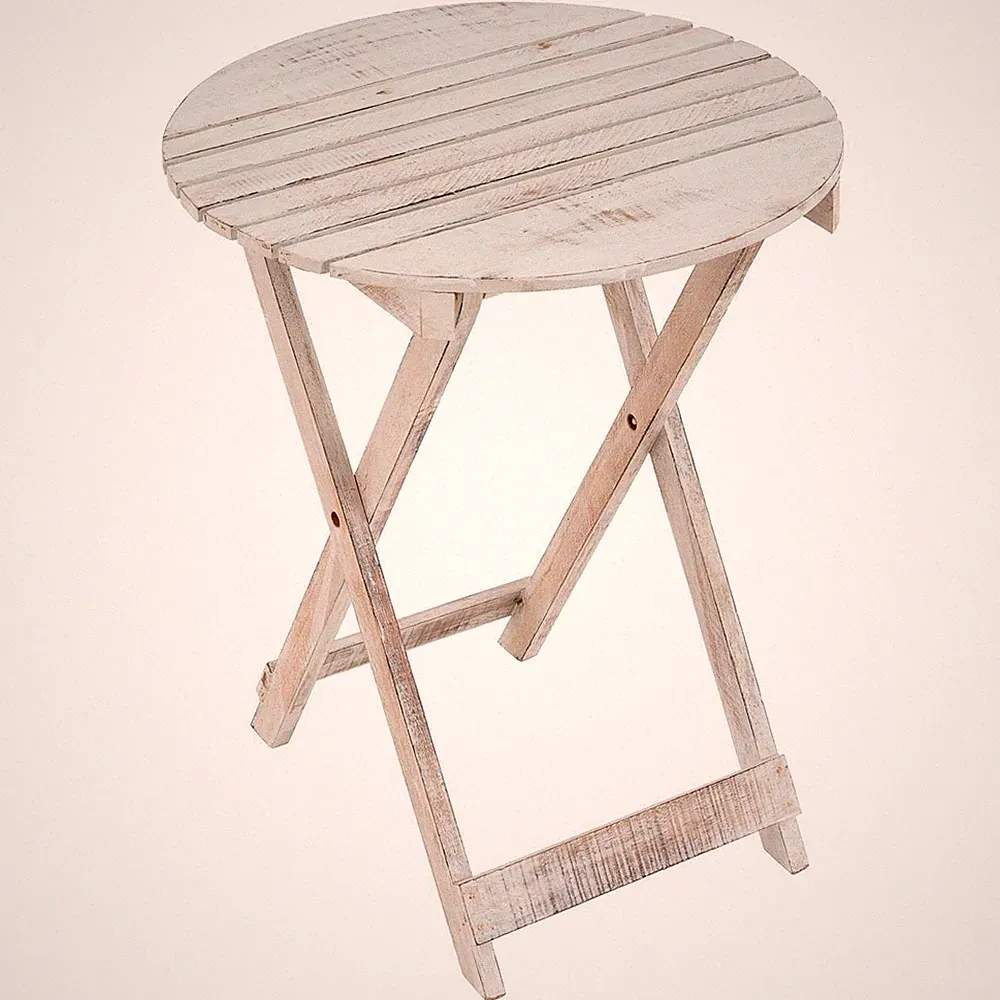 DIVERO Vintage Klapptisch "WARNEMÜNDE" Gartentisch Beistelltisch white wash