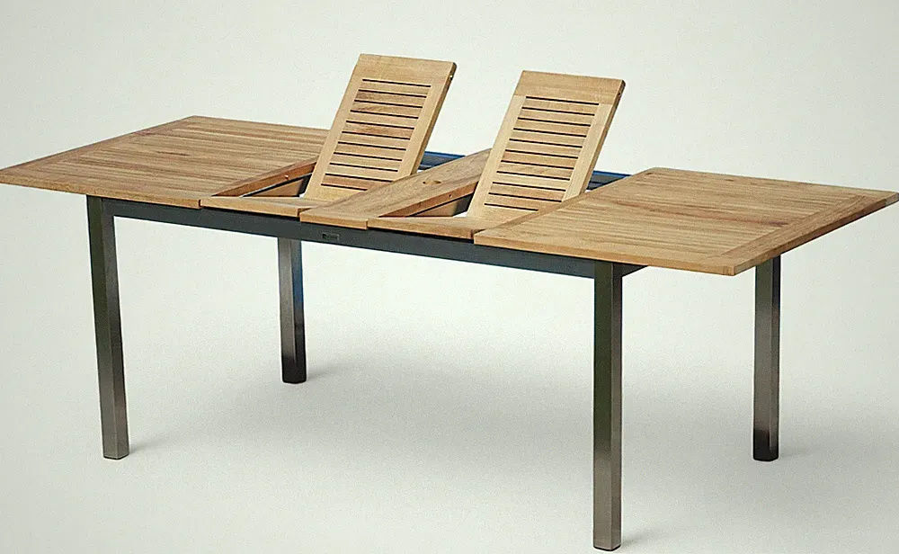 Edelstahl Teak Ausziehtisch 160/220x90 cm Gartentisch Esstisch Tisch KUBA