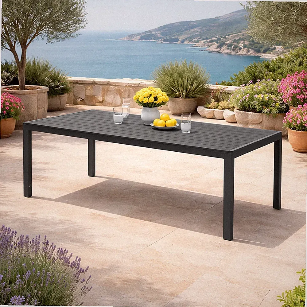 Edler Gartentisch Aluminium WPC anthrazit Gartenmöbel Esstisch 160x90x74cm