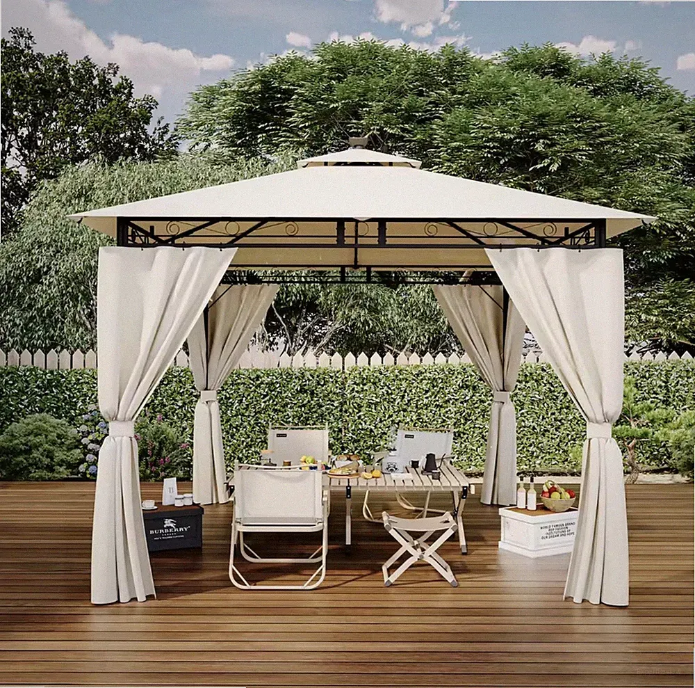 Eleganter 3x3m Gartenpavillon mit Seitenteilen – Wetterfest & UV-Schutz – Neu