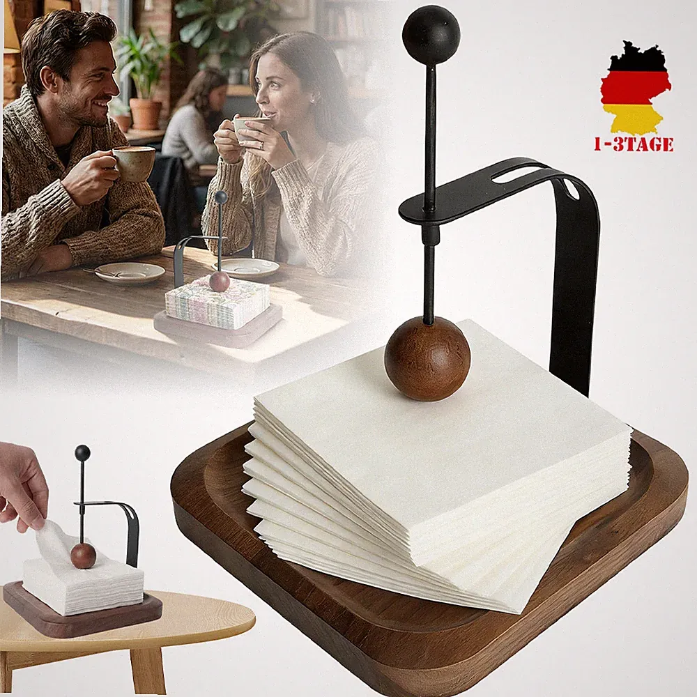 Eleganter Serviettenhalter aus Holz für Tisch, Esszimmer, Garten & Küche