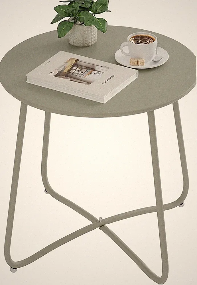 eSituro Beistelltisch rund, Balkontisch Gartentisch, Kaffeetisch Couchtisch