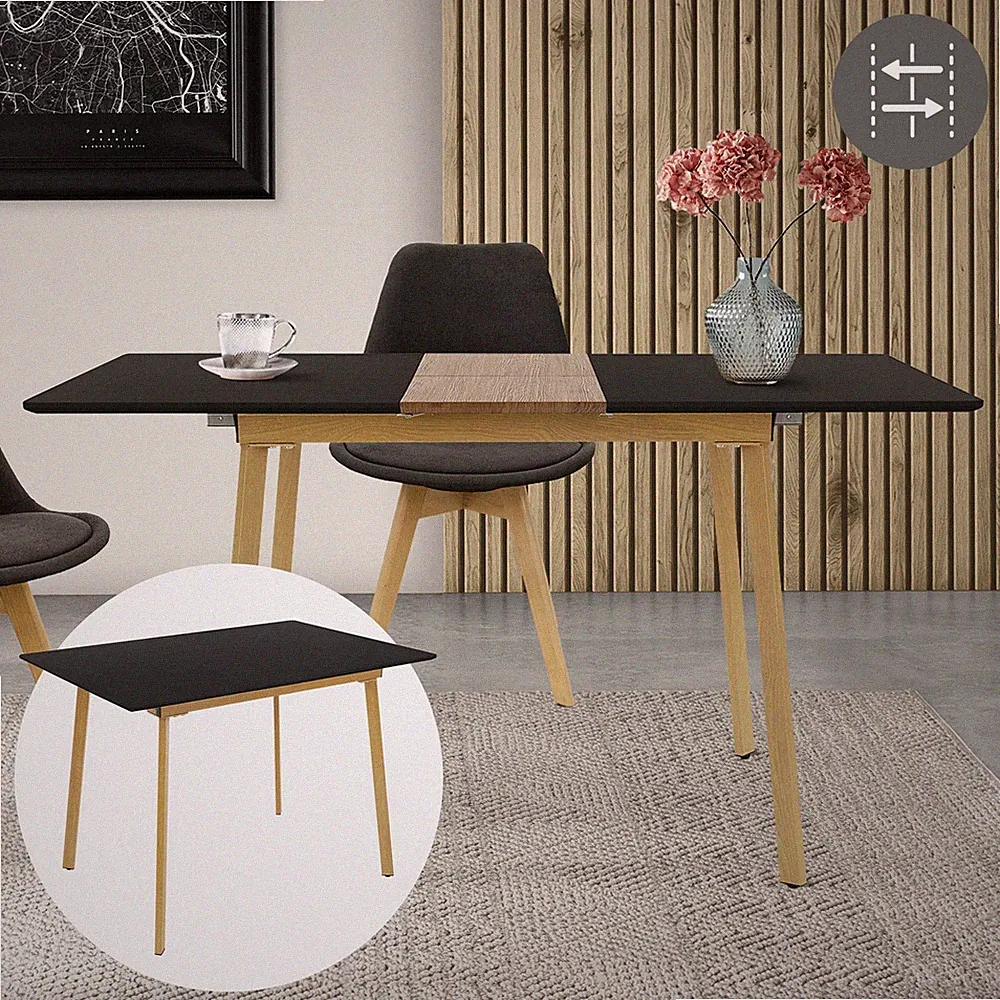Esstisch erweiterbar Tisch Esszimmertisch Küchentisch 110/140x75cm Schwarz