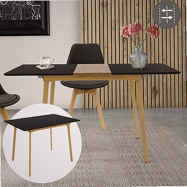 Esstisch erweiterbar Tisch Esszimmertisch Küchentisch 110/140x75cm Schwarz