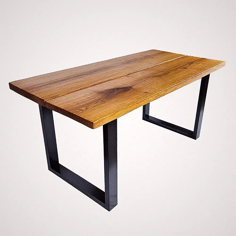 Esstisch / Gartentisch Woodhood aus Massivholz Eiche | Stahlgestell | Holztisch