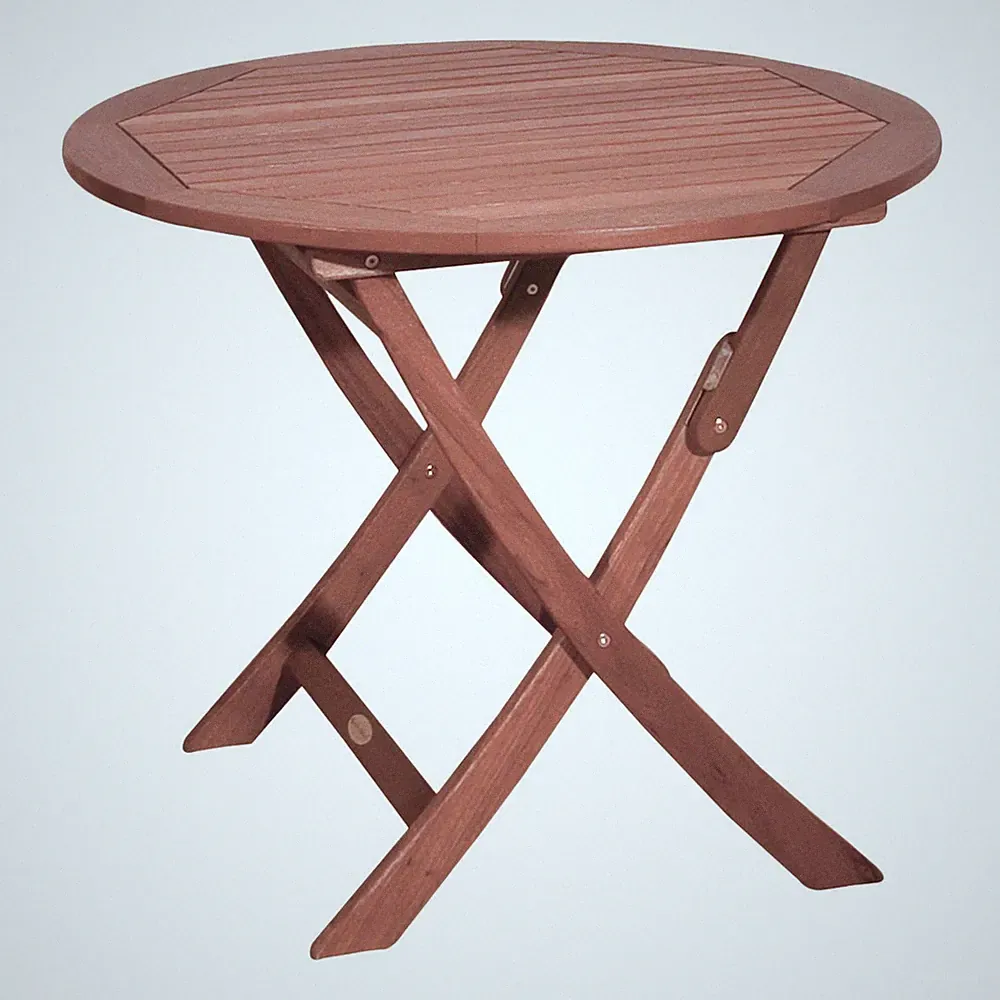 Eukalyptus Klapptisch rund - 2 Größen - Garten Balkon Bistro Massiv Holz Tisch