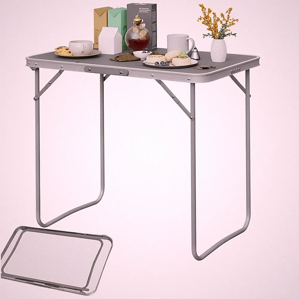Faltbarer Campingtisch 80x50x70 cm - Grau, Tragbar für Balkon & Garten