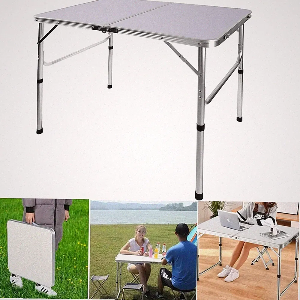 Faltbarer Campingtisch Klapptisch Picknicktisch Aluminium 90cm weiß