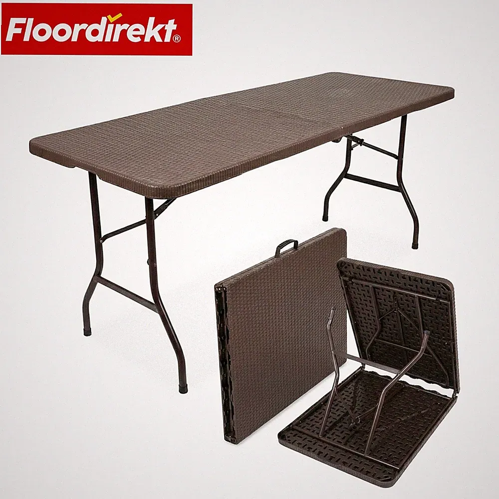 Floordirekt Klapptisch Gartentisch Balkontisch Rattan 183×75 cm braun Miyako