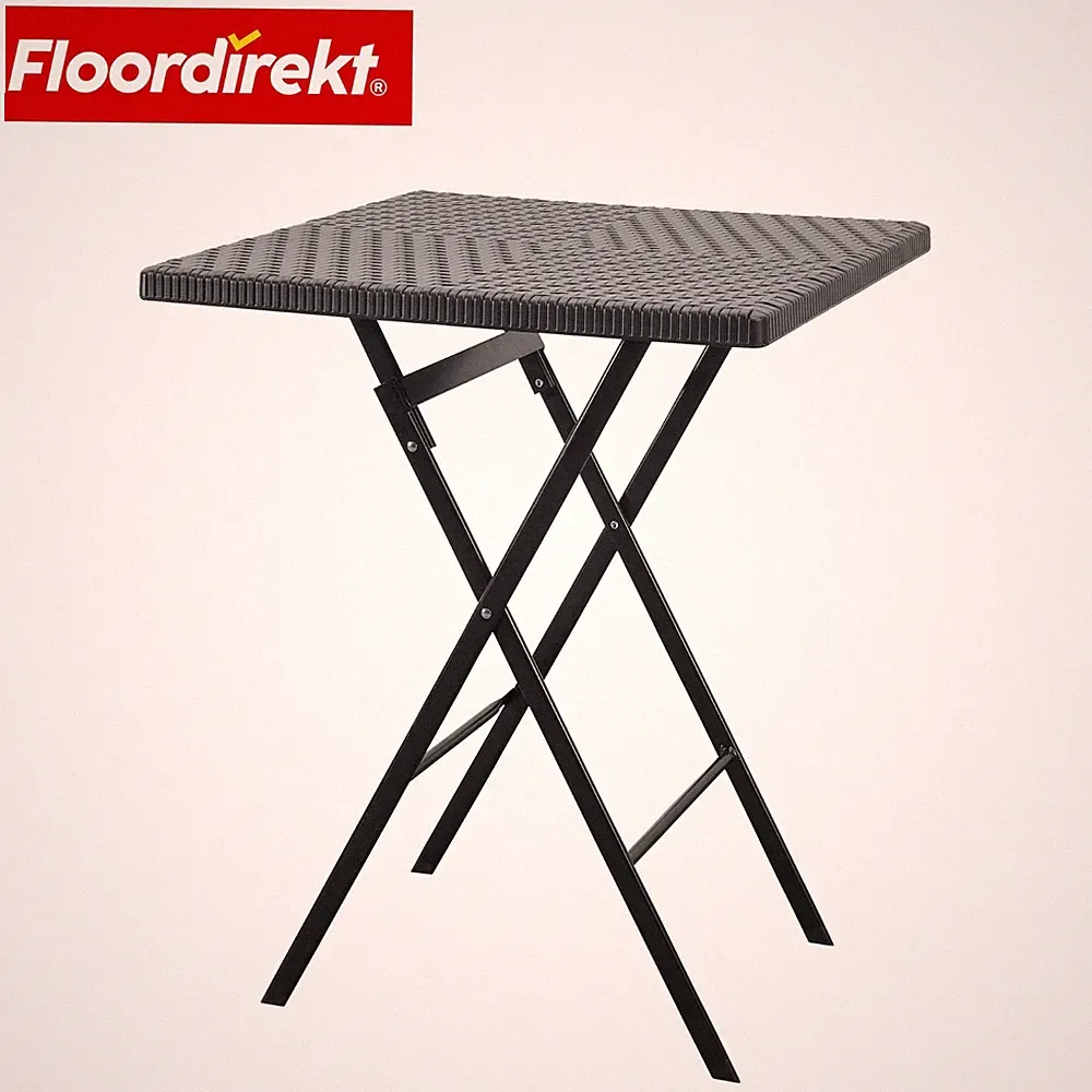 Floordirekt Klapptisch Gartentisch Kobe Rattan 60x60 cm schwarzer Balkontisch