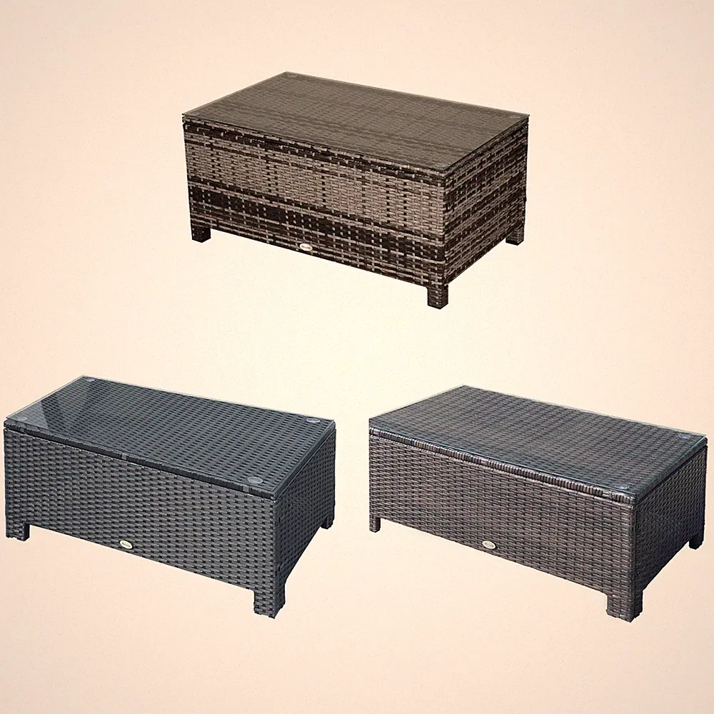 Garten Beistelltisch Couchtisch Gartentisch Balkontisch ESG PE-Rattan