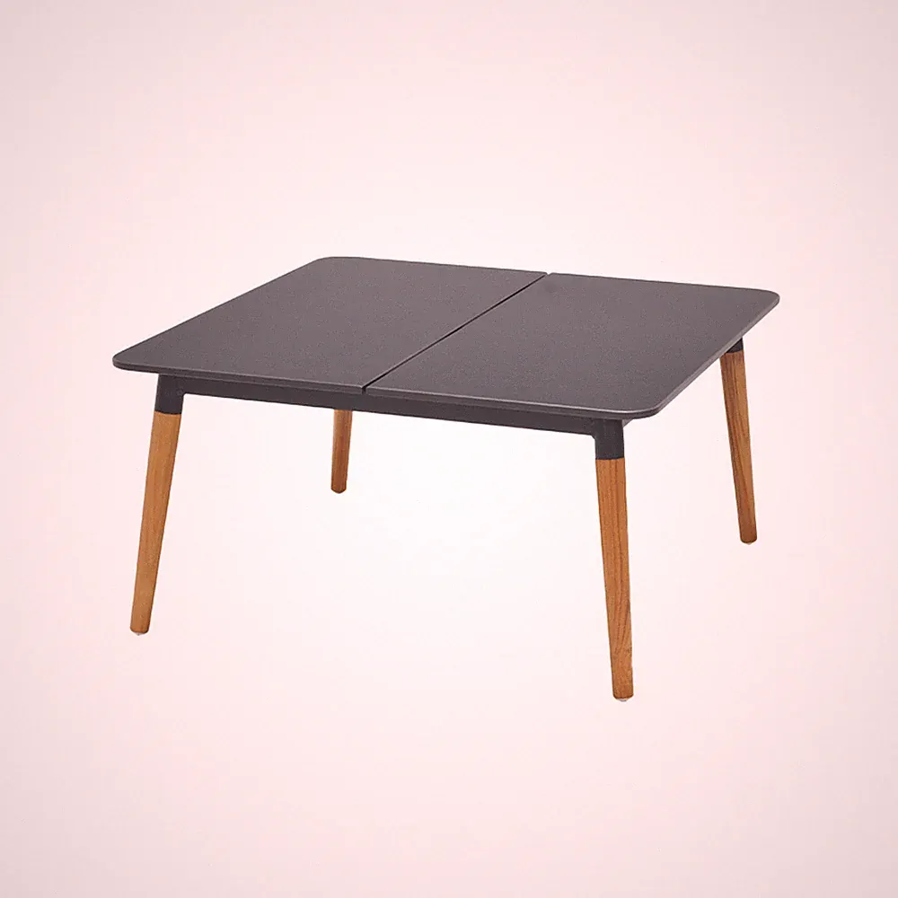 Garten Beistelltisch IPANEMA - 80cm - anthrazit - Aluminium Teakholz Outdoor