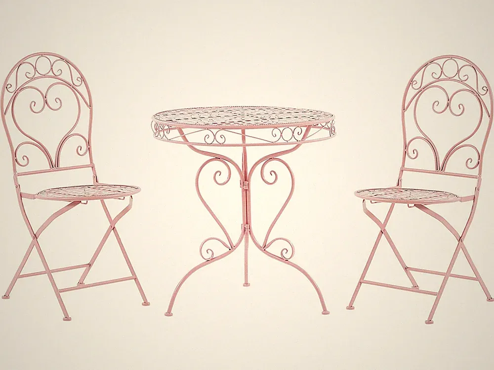 Garten Bistro Set Balkon Terasse 2er rosa Albinia