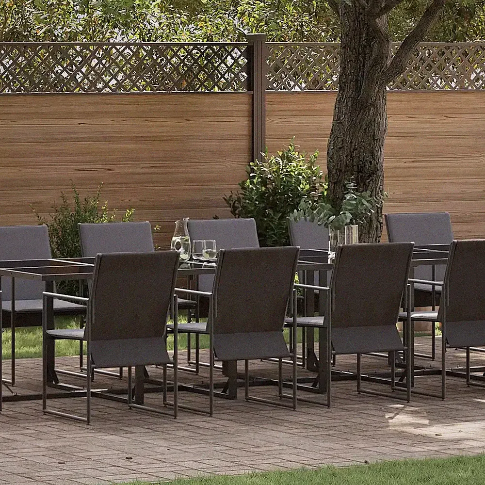 Garten Essgruppe Schwarz Stahl Gartenmöbel Set Essensemble im Freien vidaXL