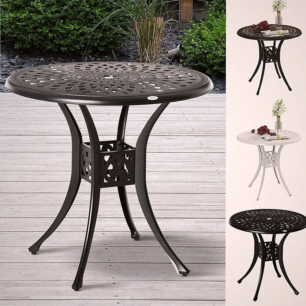 Garten-Esstisch 78 cm rund mit Sonnenschirmloch