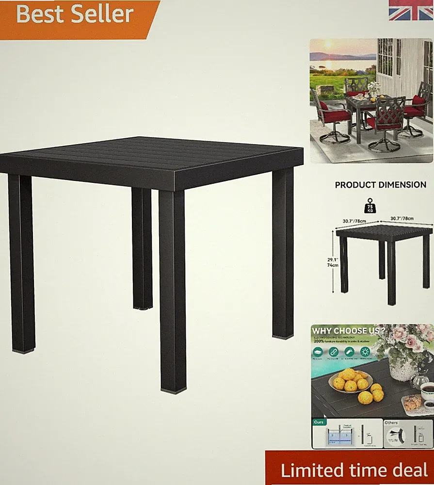 Garten Esstisch 78x78cm schwarz Outdoor Aluminium WPC Platte wetterfest