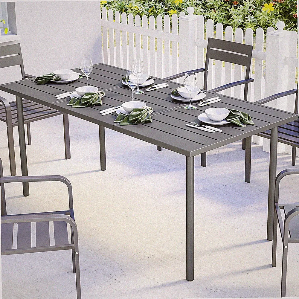 Garten Esstisch für 6 Personen, 165 x 80 cm rechteckig Outdoor Esstisch