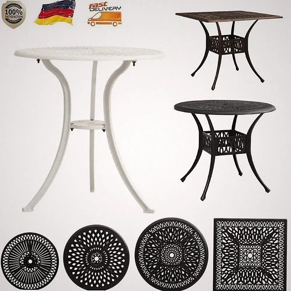 Garten Esstisch Gartentisch Balkontisch Bistrotisch Metall Tisch mit Schirmloch