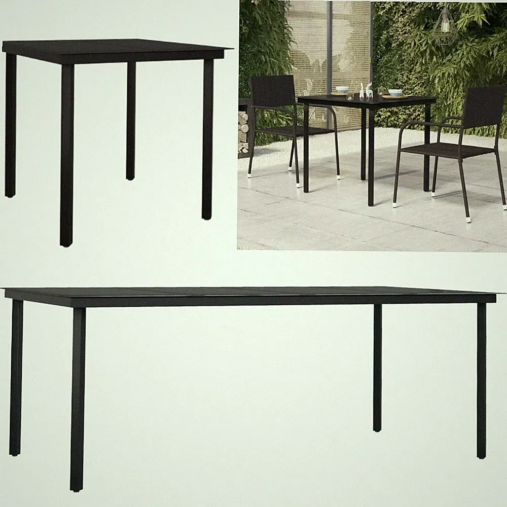 Garten-Esstisch Schwarz Stahl Glas Gartentisch Terrassentisch Balkontisch Tisch