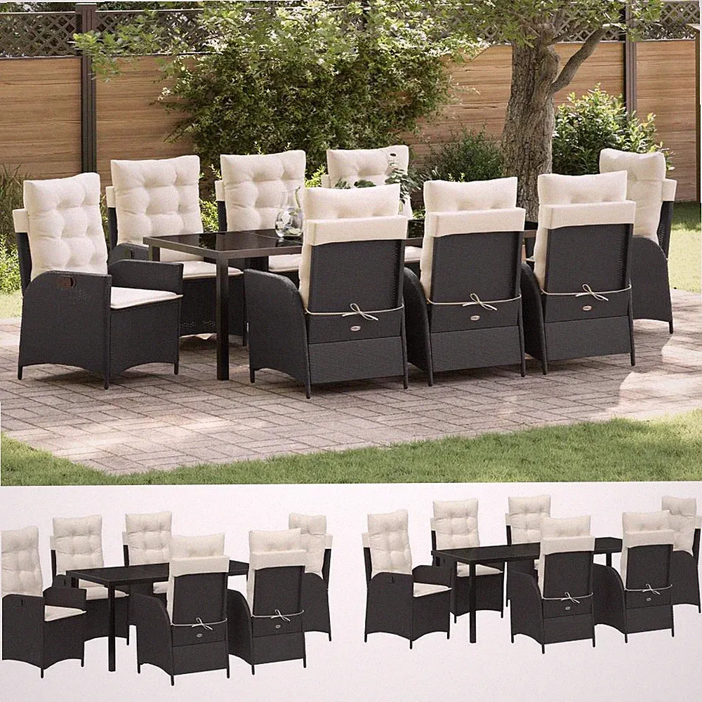 Garten-Esszimmer-Set Gartentischset mit Kissen Tisch mit 2/4/6/8 Gartenstuhl