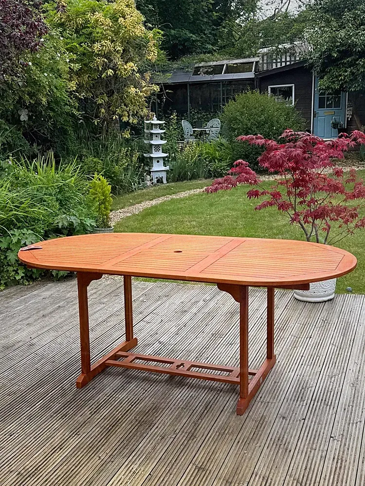 Garten Holz Outdoor Oval Esstisch Ausziehbar Akazie Massivholzmöbel