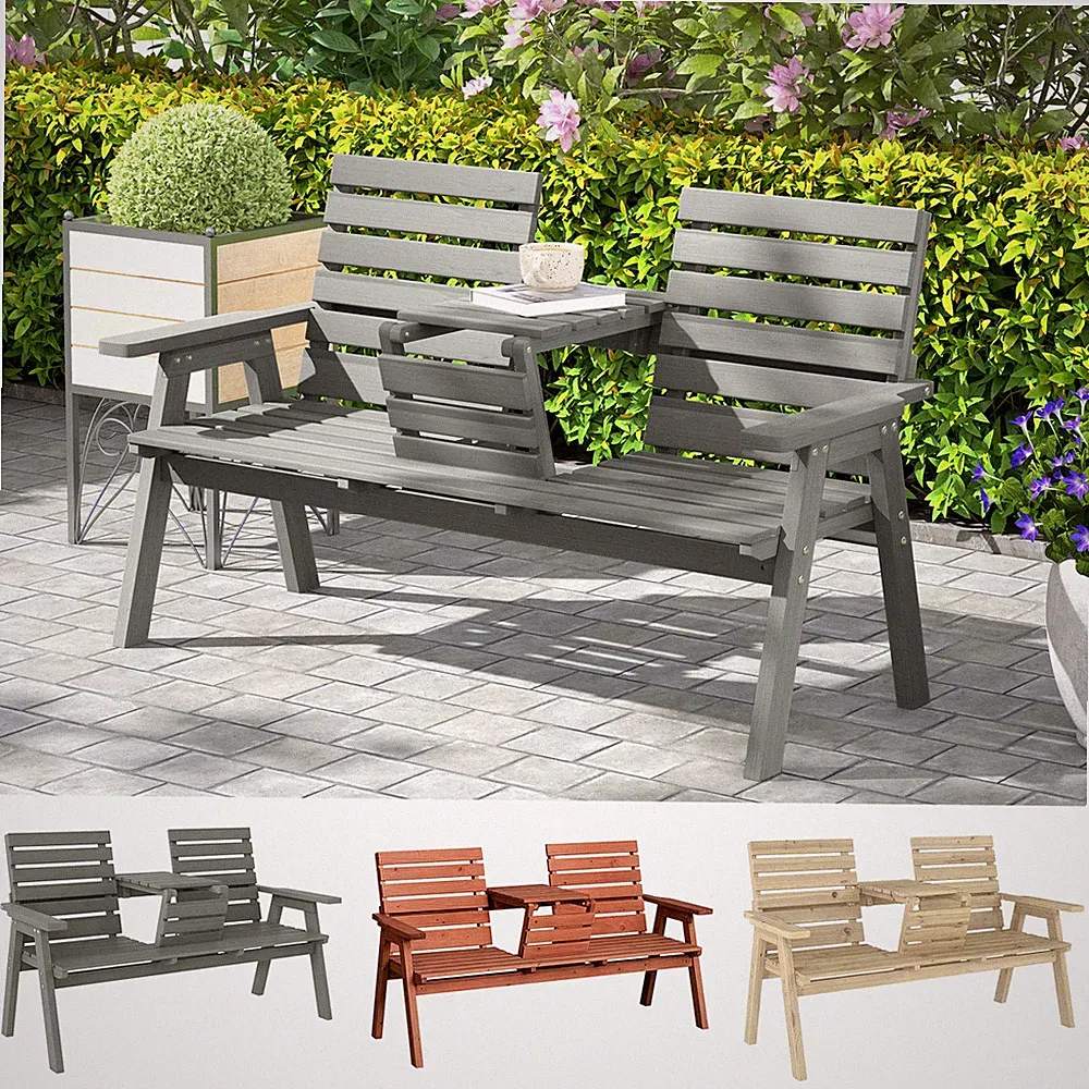 Garten Holz umbaubar 2-3 Sitzer Bank Begleitstuhl mit Tisch