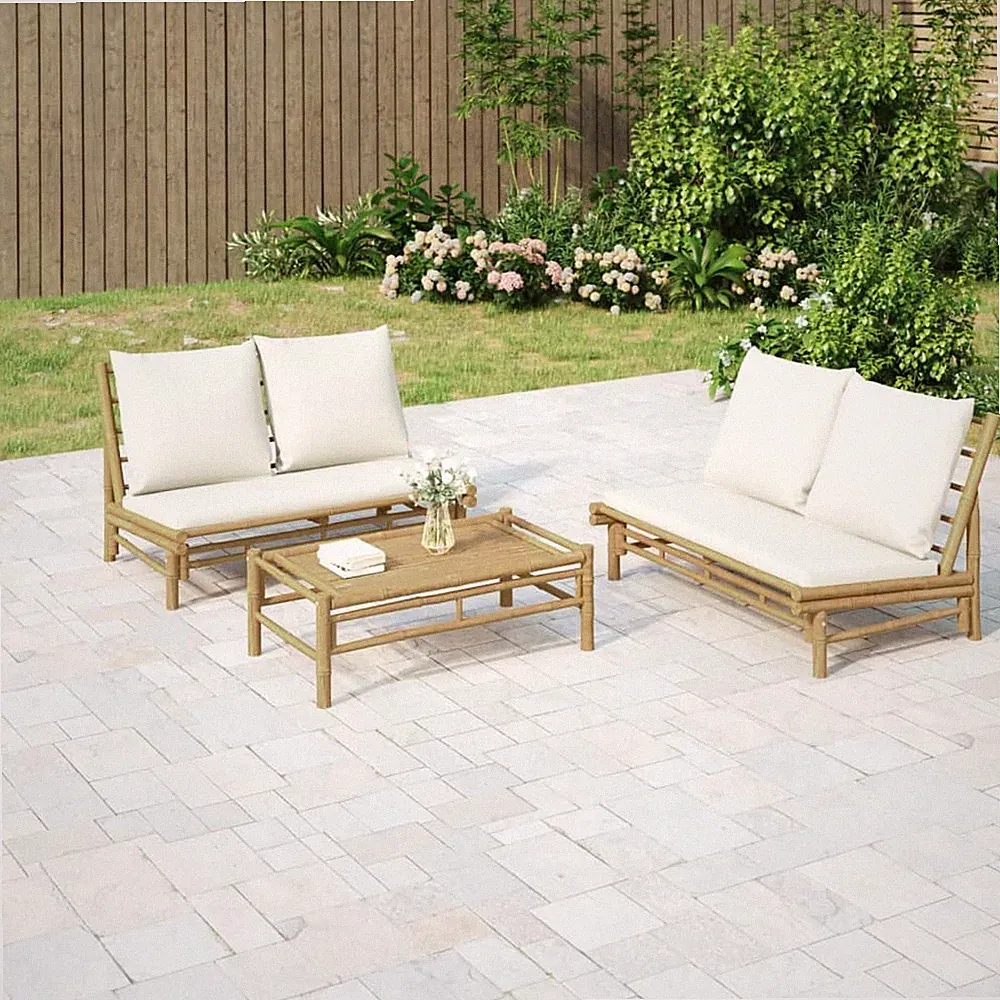Garten Lounge Set Bank Garnitur Tisch Stuhl Sitzgruppe Gartenmöbel Bambus vidaXL