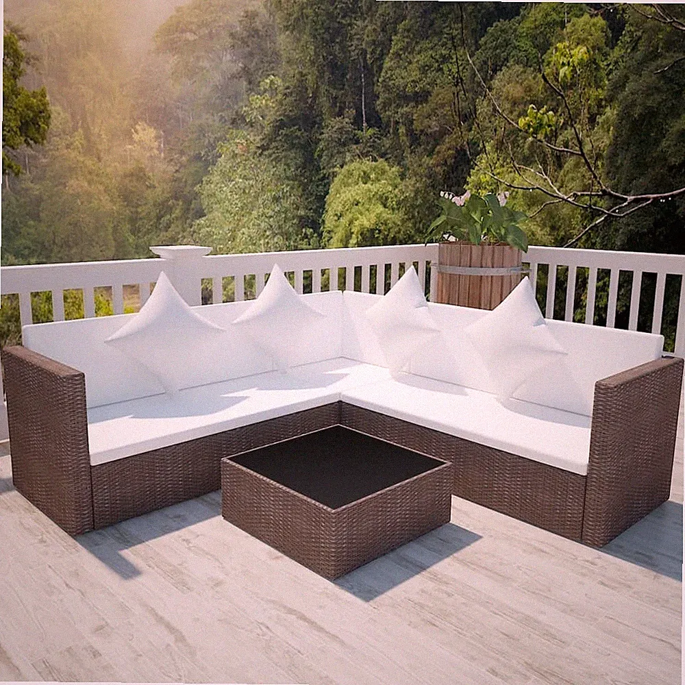 Garten Lounge Set Kissen Sitzgruppe Gartenmöbel Sofa 4-tlg. Poly Rattan vidaXL