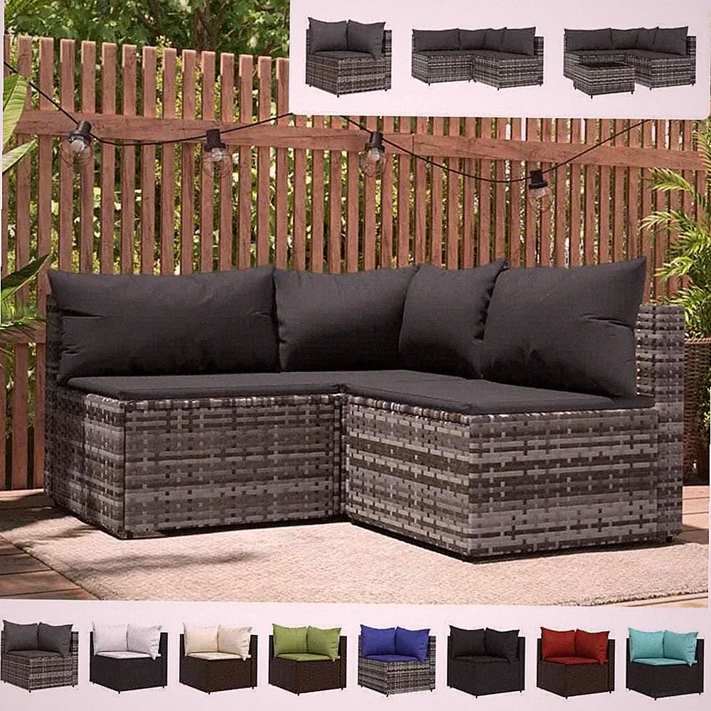 Garten Lounge Set mit Kissen Gartensofa Ecksofa Gartenmöbel Poly Rattan vidaXL
