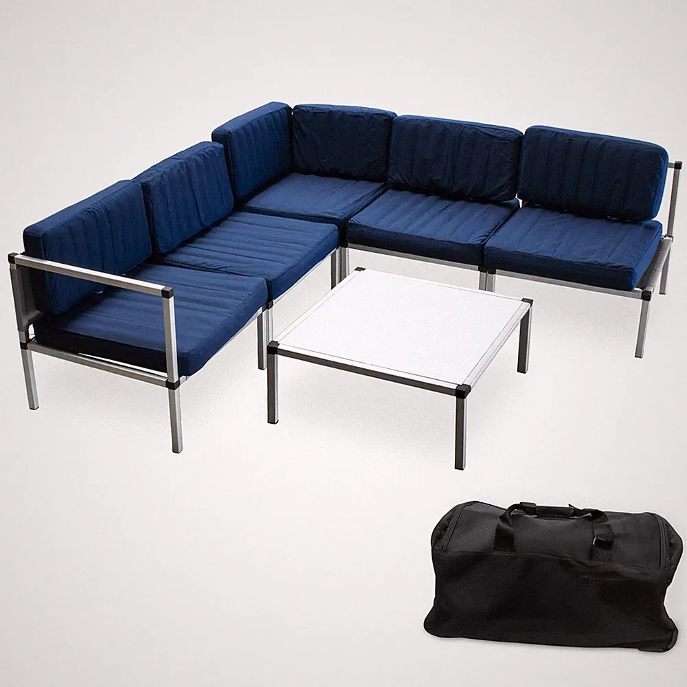 Garten Sitz Gruppe tragbar mit Trolley - 5 Sitze + Tisch - Lounge Set mit Kissen