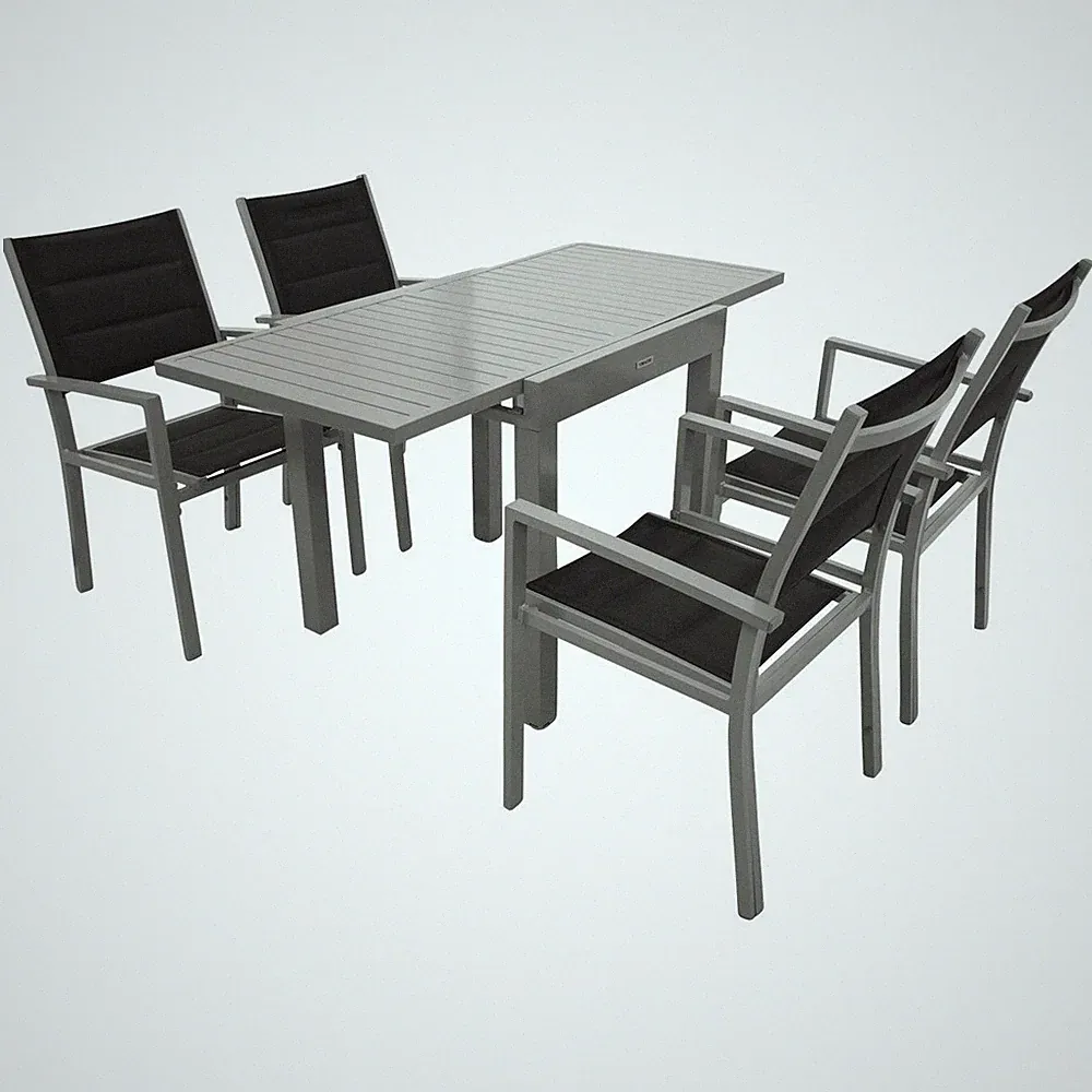 Garten Sitzgruppe 5-tlg. Alu Ausziehtisch Gartenmöbel Essgruppe Terrasse Balkon