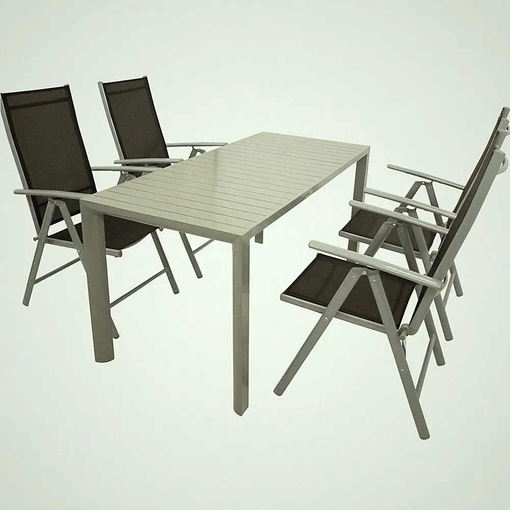 Garten Sitzgruppe 5tlg Aluminium Gartenmöbel Klappstuhl Set Hochlehner Essgruppe