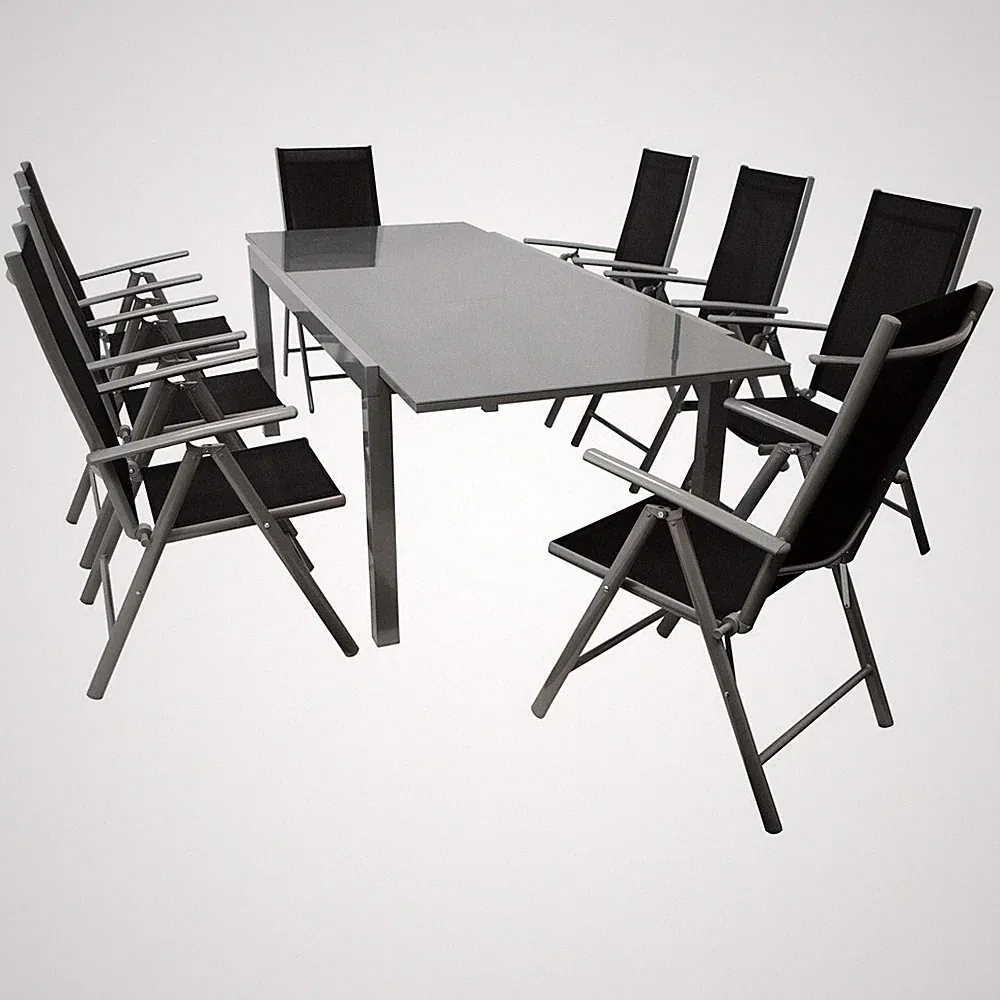 Garten Sitzgruppe 9-teilig Alu Ausziehtisch Hochlehner Set Gartenmöbel Essgruppe