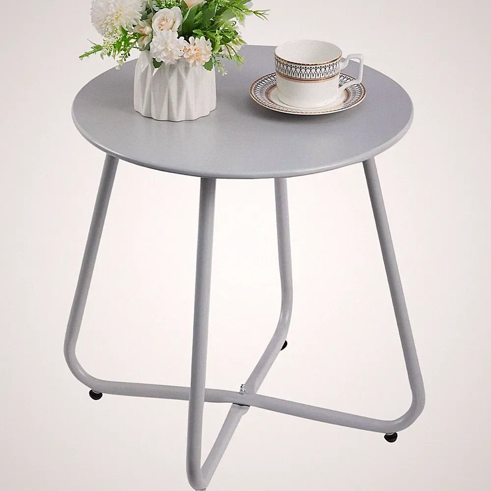Garten Tisch Beistelltisch Beistelltisch Balkon Rundtable Metall Grau Outdoor