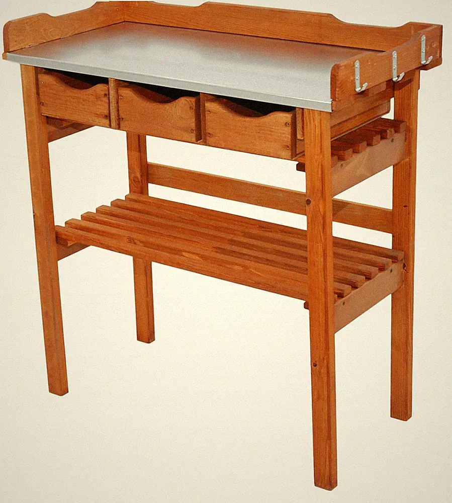 Gartenarbeitstisch Beistelltisch Pflanzregal Pflanztisch 3 Schubladen + HAKEN