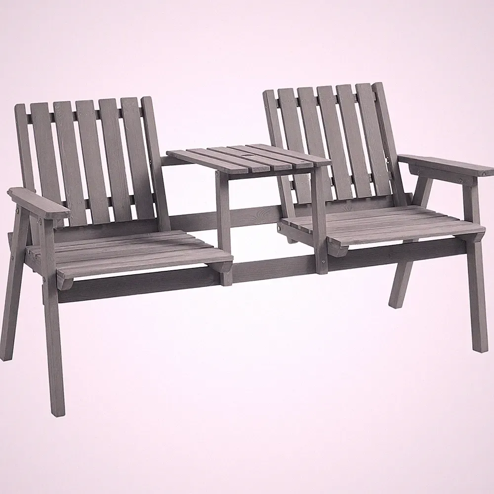 Gartenbank mit Tisch Gartenmöbel mit Regenschirmloch Sitzbank Balkon Massivholz