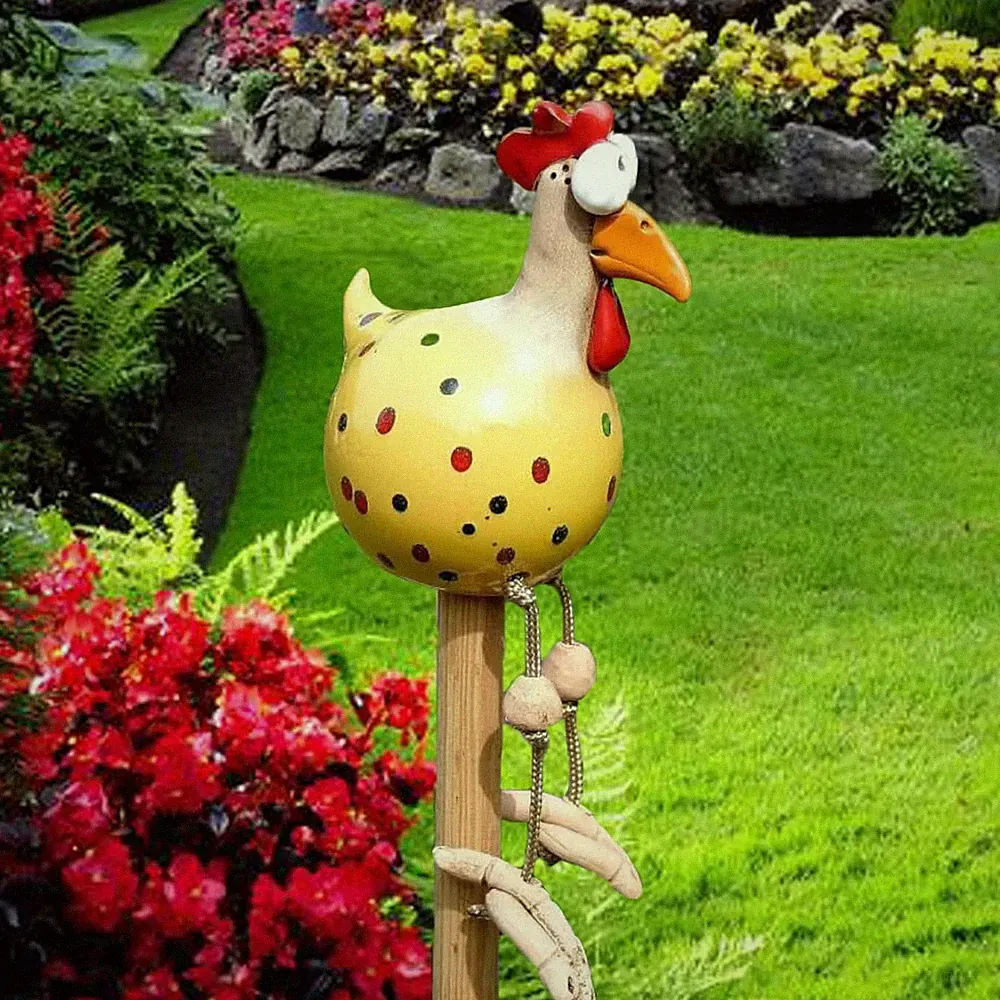 Gartenfigur Hahn Deko Harz lebendig outdoor Balkon Wohnzimmer farbig