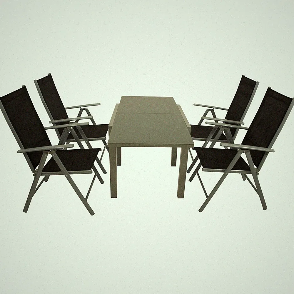 Gartengarnitur 5-teilig Aluminium Klappstuhl Ausziehtisch Gartenmöbel Terrasse