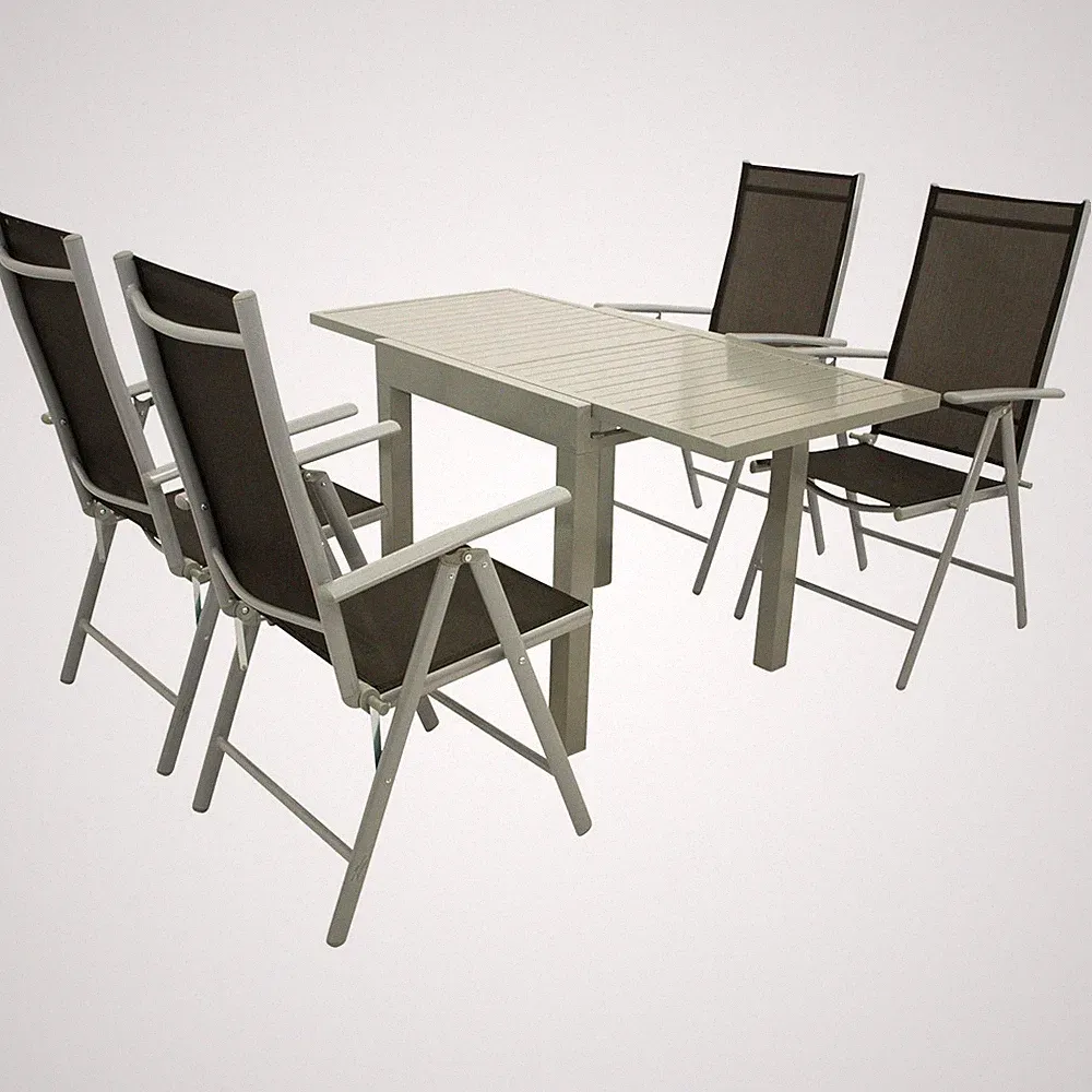 Gartengarnitur 5-tlg Aluminium Gartenmöbel Set Sitzgruppe Essgruppe Ausziehtisch