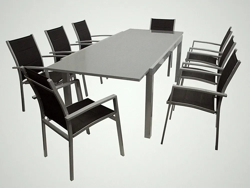 Gartengarnitur Alu Sitzgruppe Essgruppe MARINA Aluminium 9-teilig, Tisch 300cm