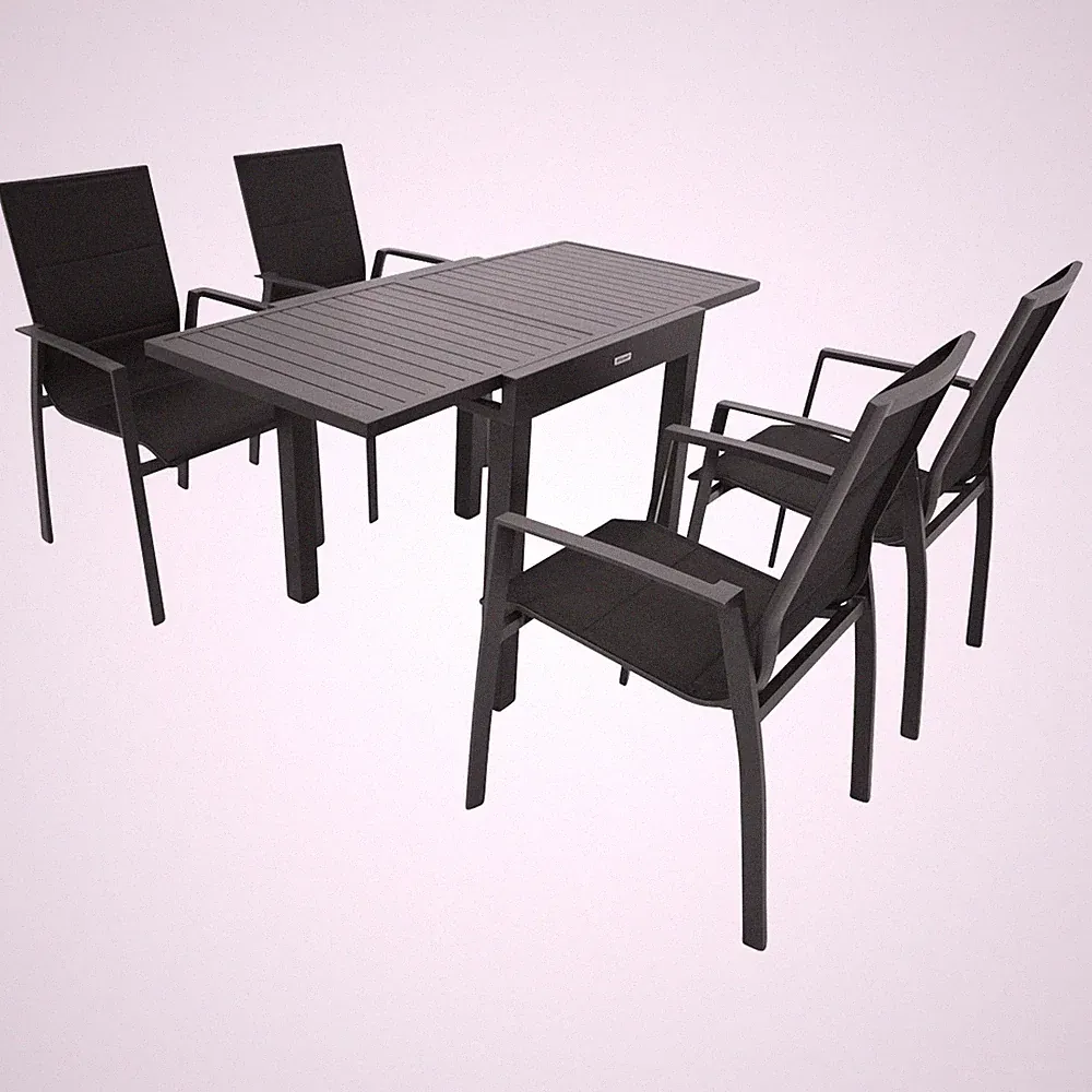 Gartengarnitur Alu Sitzgruppe Gartenmöbel Garnitur ALCUDIA Aluminium 5-tlg. grau