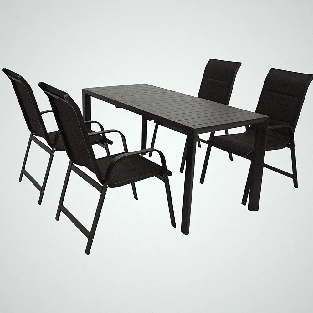 Gartengarnitur Alu Sitzgruppe Gartenmöbel Garnitur LAGOS Alu 5-teilig anthrazit