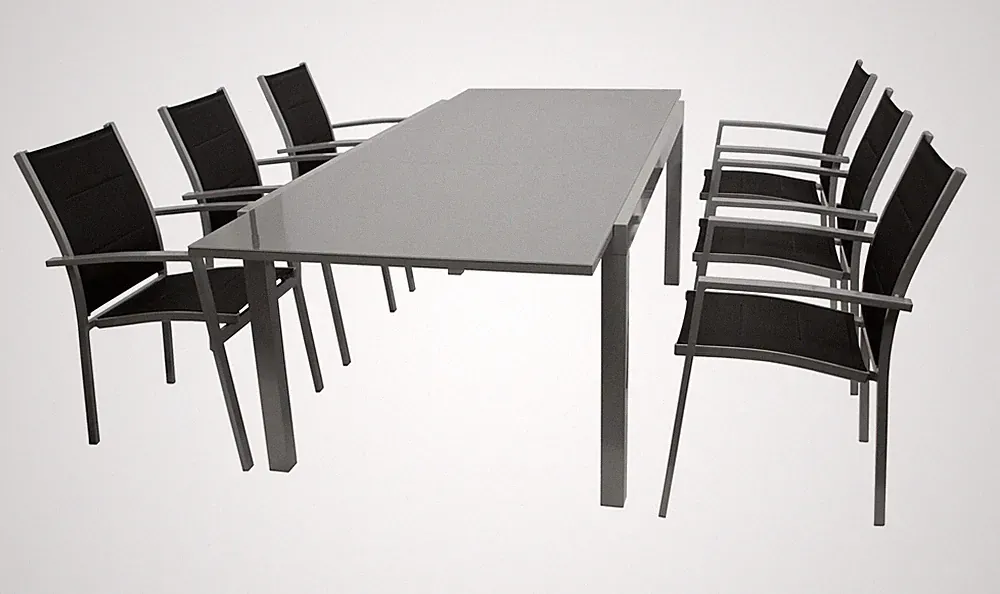 Gartengarnitur Alu Sitzgruppe Gartenmöbel Garnitur MARINA Aluminium 7-teilig