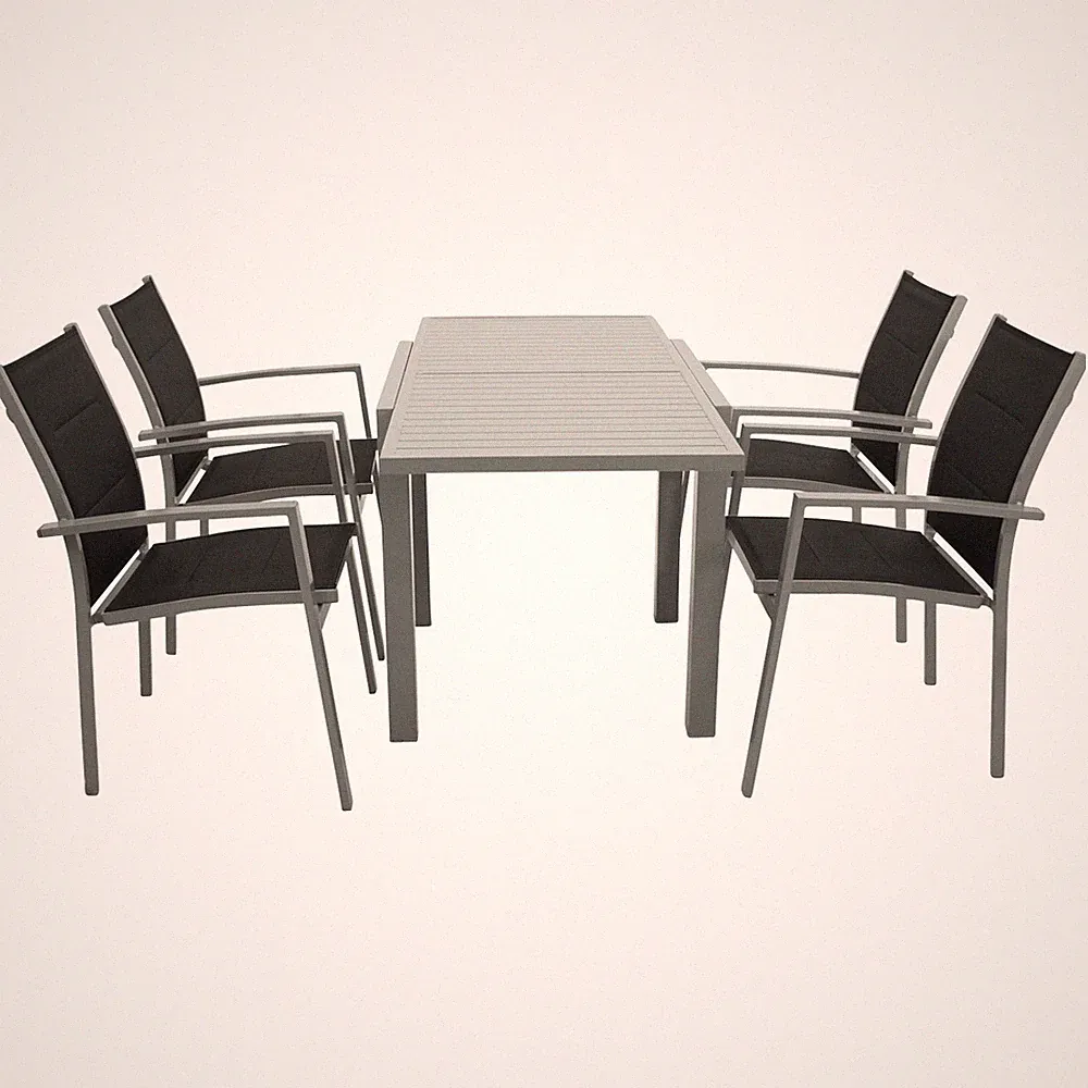 Gartengarnitur Alu Sitzgruppe Gartenmöbel Garnitur TIRANA Aluminium 5-teil. grau
